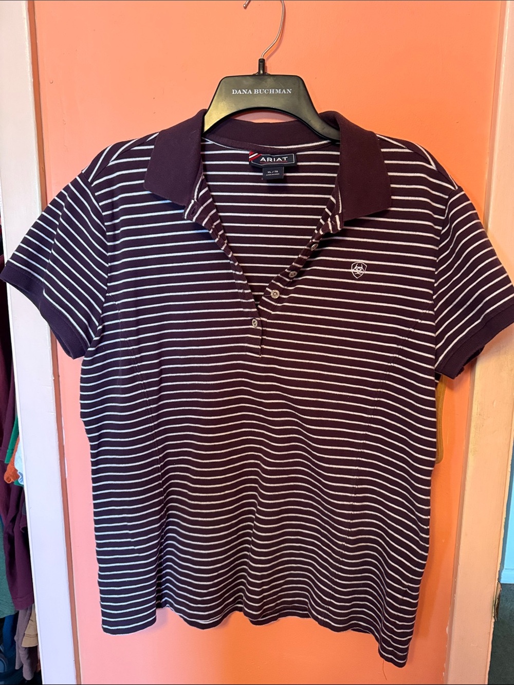 Ariat Women’s Purple and White Stripe Polo